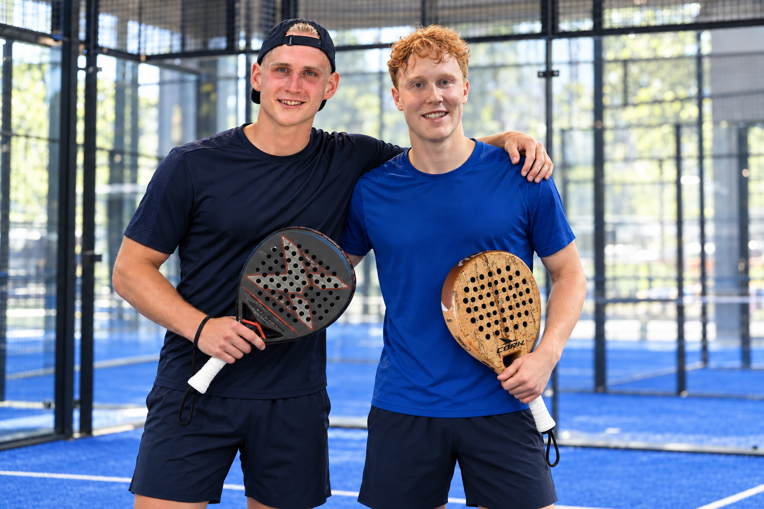 Nikolaj Lange og Rasmus Sig Weibel sammen på padelbanen med deres Nox- og Cork-bat